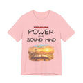 Power, Love, Sound Mind Christian T-Shirt — Bible Cross Sunrise Faith Tee
