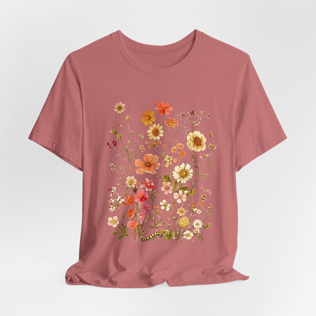 Floral Meadow Tee — Vintage Wildflower Bouquet Short Sleeve Shirt