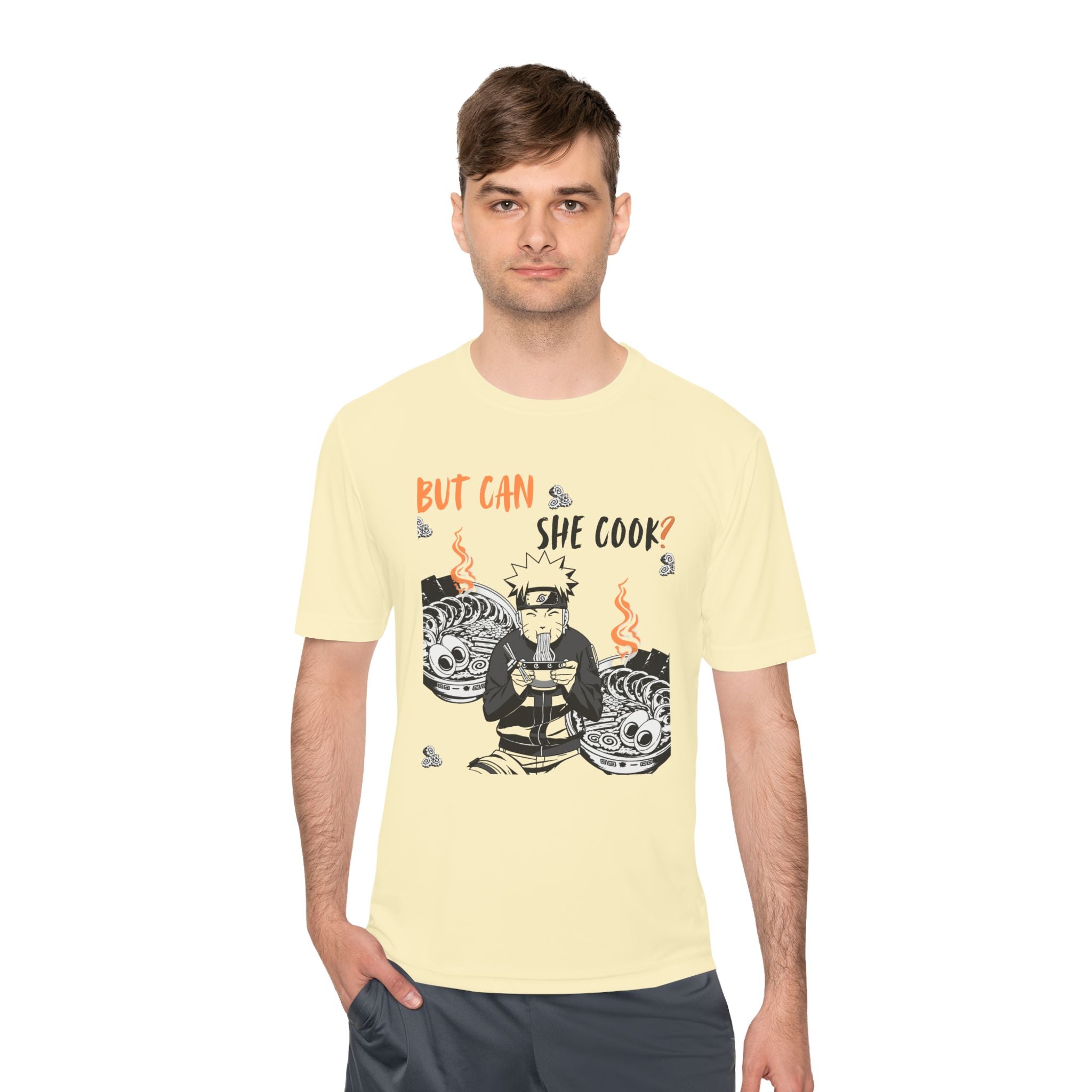 Can She Cook Graphic Tee — “But Can She Cook?” Moisture-Wicking T-Shirt