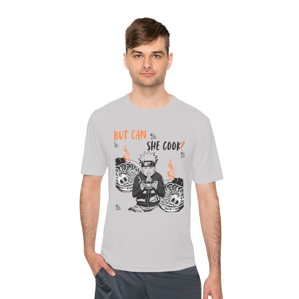 Can She Cook Graphic Tee — “But Can She Cook?” Moisture-Wicking T-Shirt