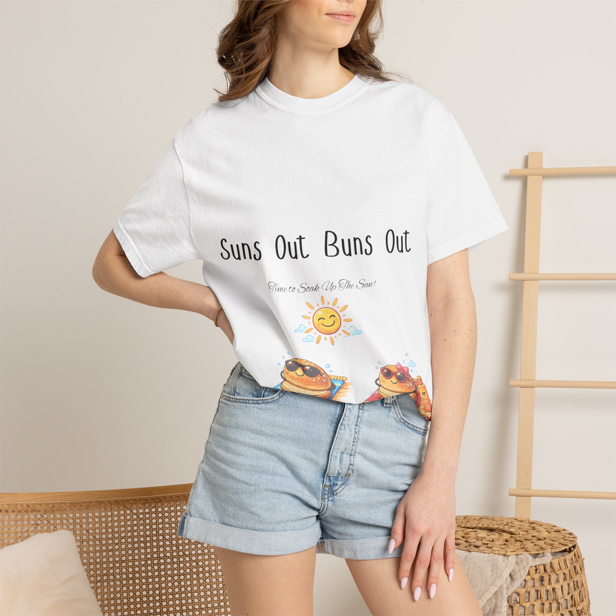 Suns Out Buns Out T-Shirt — Funny Burger Beach Tee