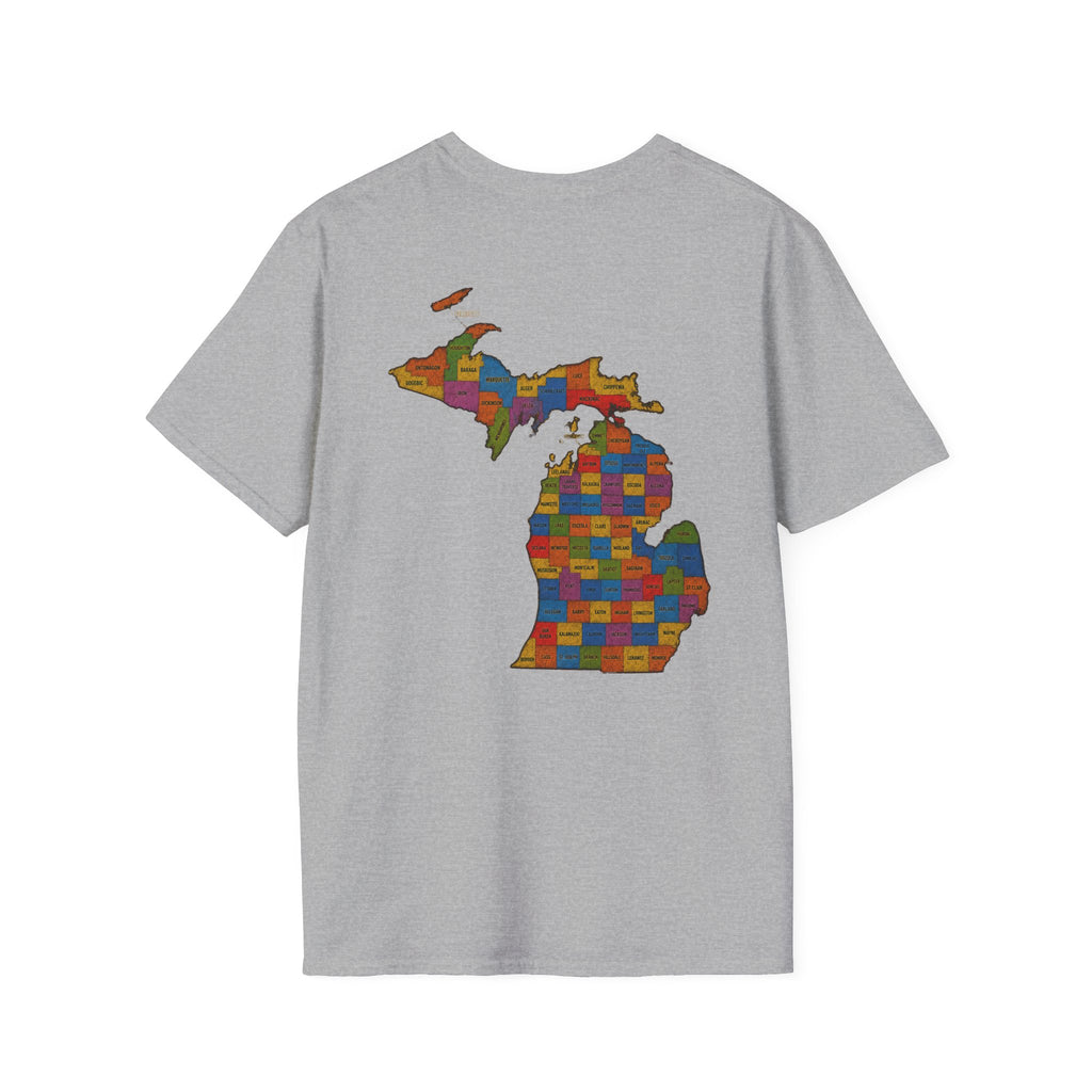 T-Shirt — "Don't Ask 100% Organic" Michigan Puzzle-Map Tee
