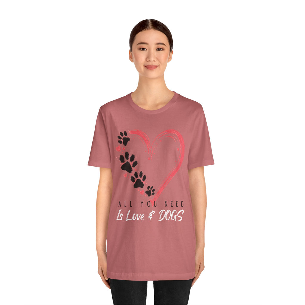 “All You Need Is Love & Dogs” Heart Paw Tee