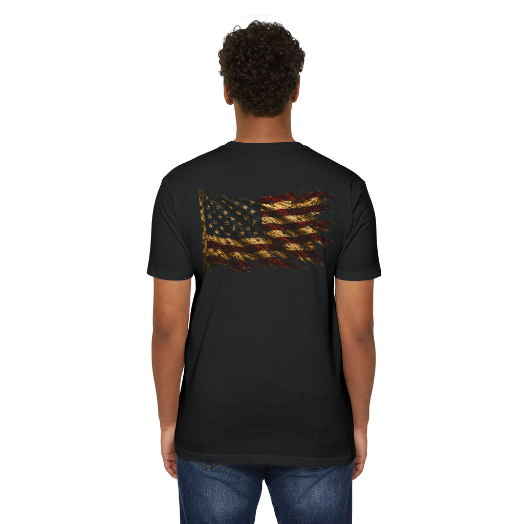Don't Tread On Me T-Shirt — Distressed American Flag & Snake Patriotic Tee