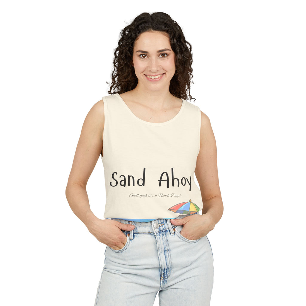 “Sand Ahoy” Seaside Graphic Tank