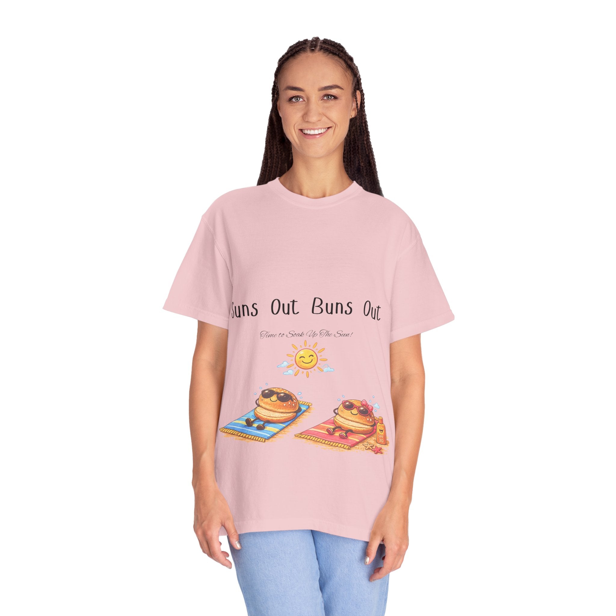 Suns Out Buns Out T-Shirt — Funny Burger Beach Tee