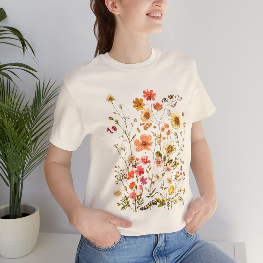 Floral Meadow Tee — Vintage Wildflower Bouquet Short Sleeve Shirt