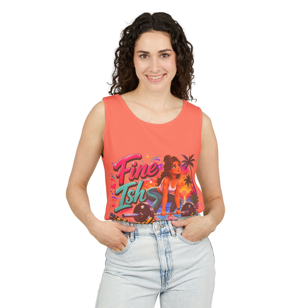 Fine Ish Loading Tank Top — Tropical Pin-Up Workout Graphic Tank