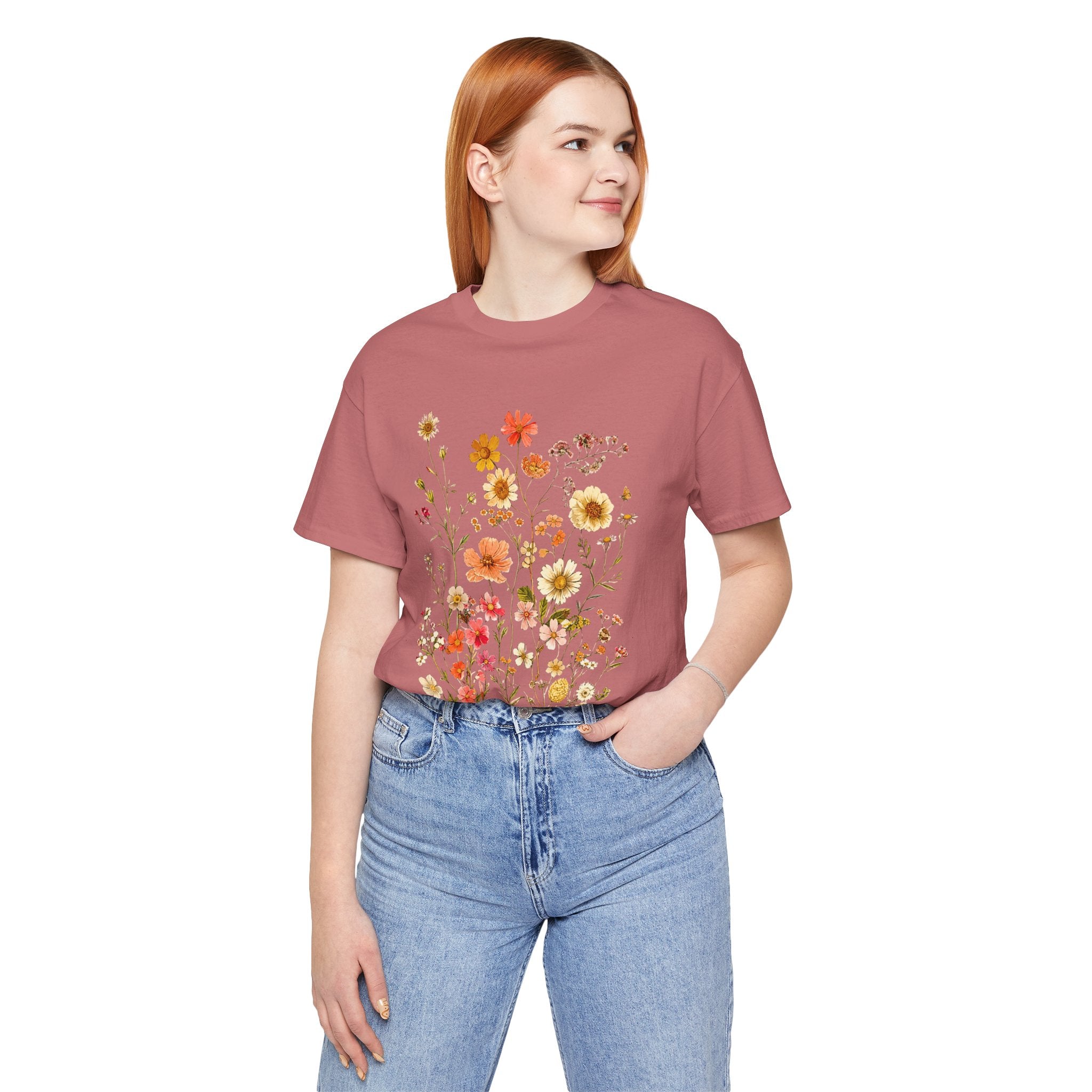 Floral Meadow Tee — Vintage Wildflower Bouquet Short Sleeve Shirt