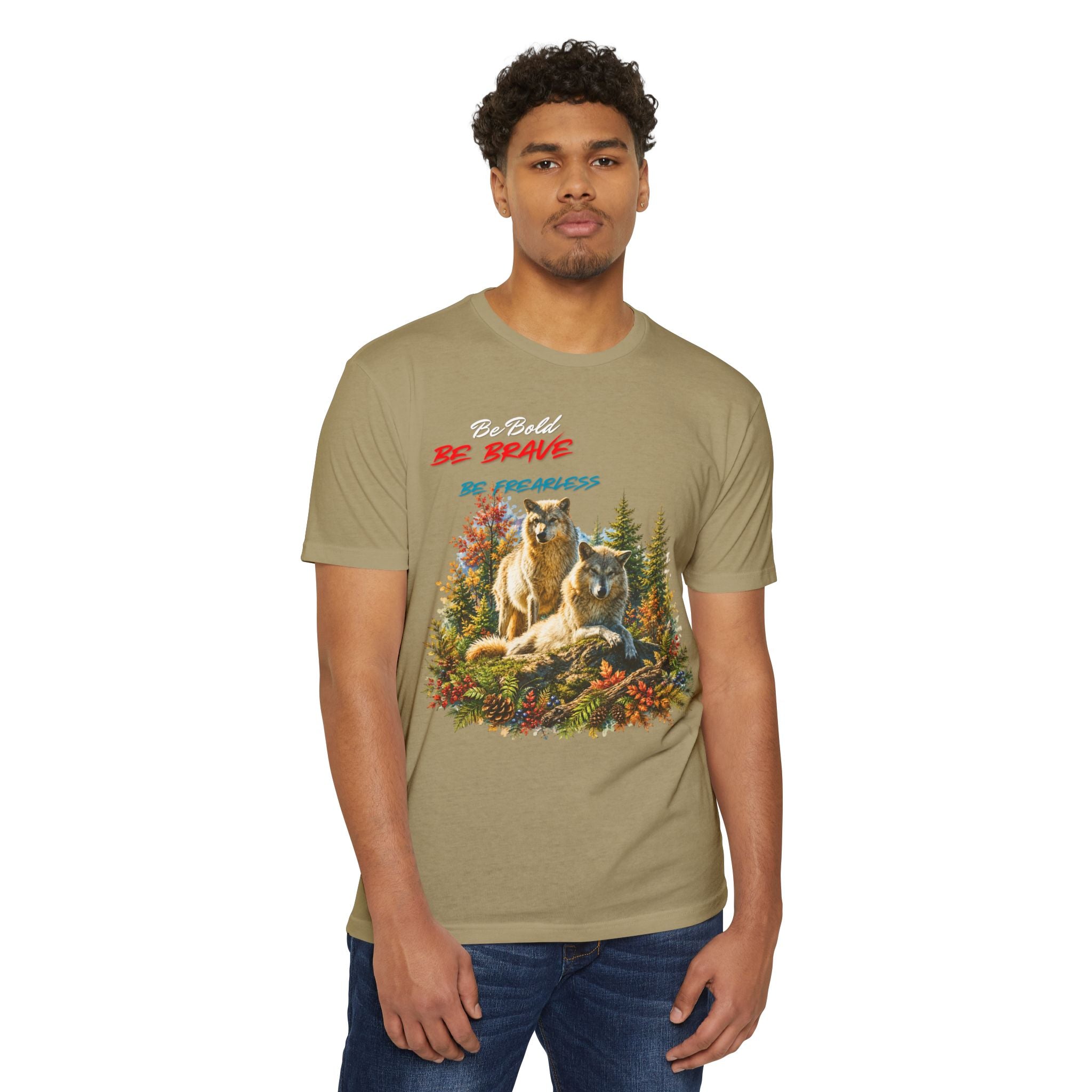 Be Brave Be Fearless Wolf Graphic T‑Shirt