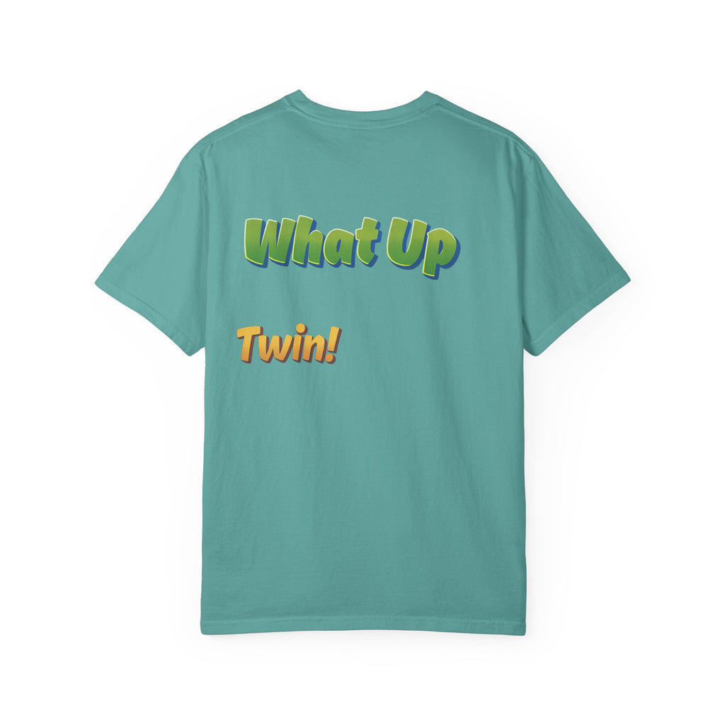 Green What Up Twin! Graphic T-Shirt — Cute Cartoon Character Tee