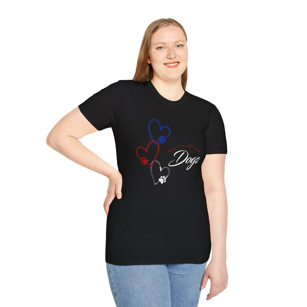 Don't You Just Love Dogs? — Heart Paw Graphic Tee for Dog Lovers