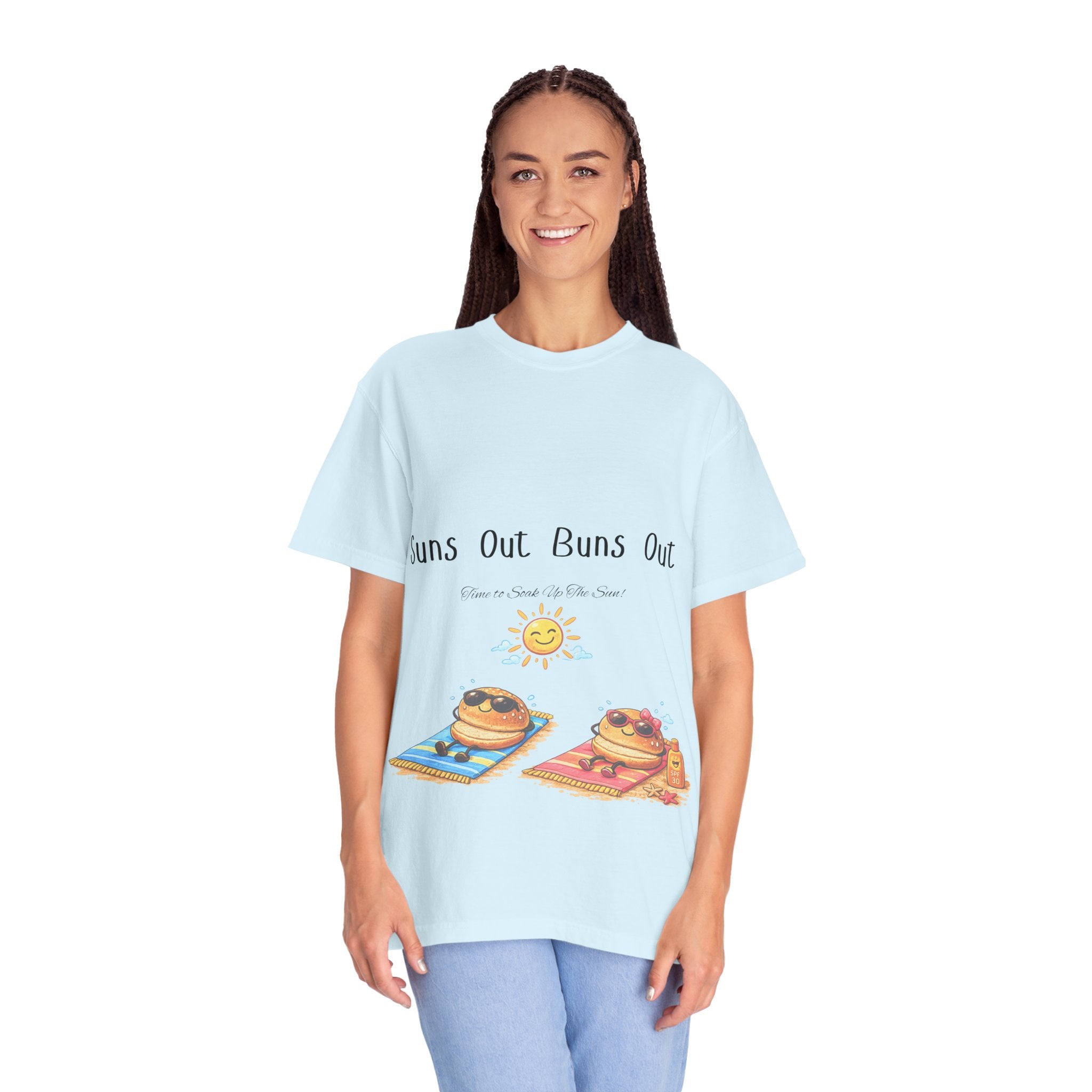 Suns Out Buns Out T-Shirt — Funny Burger Beach Tee