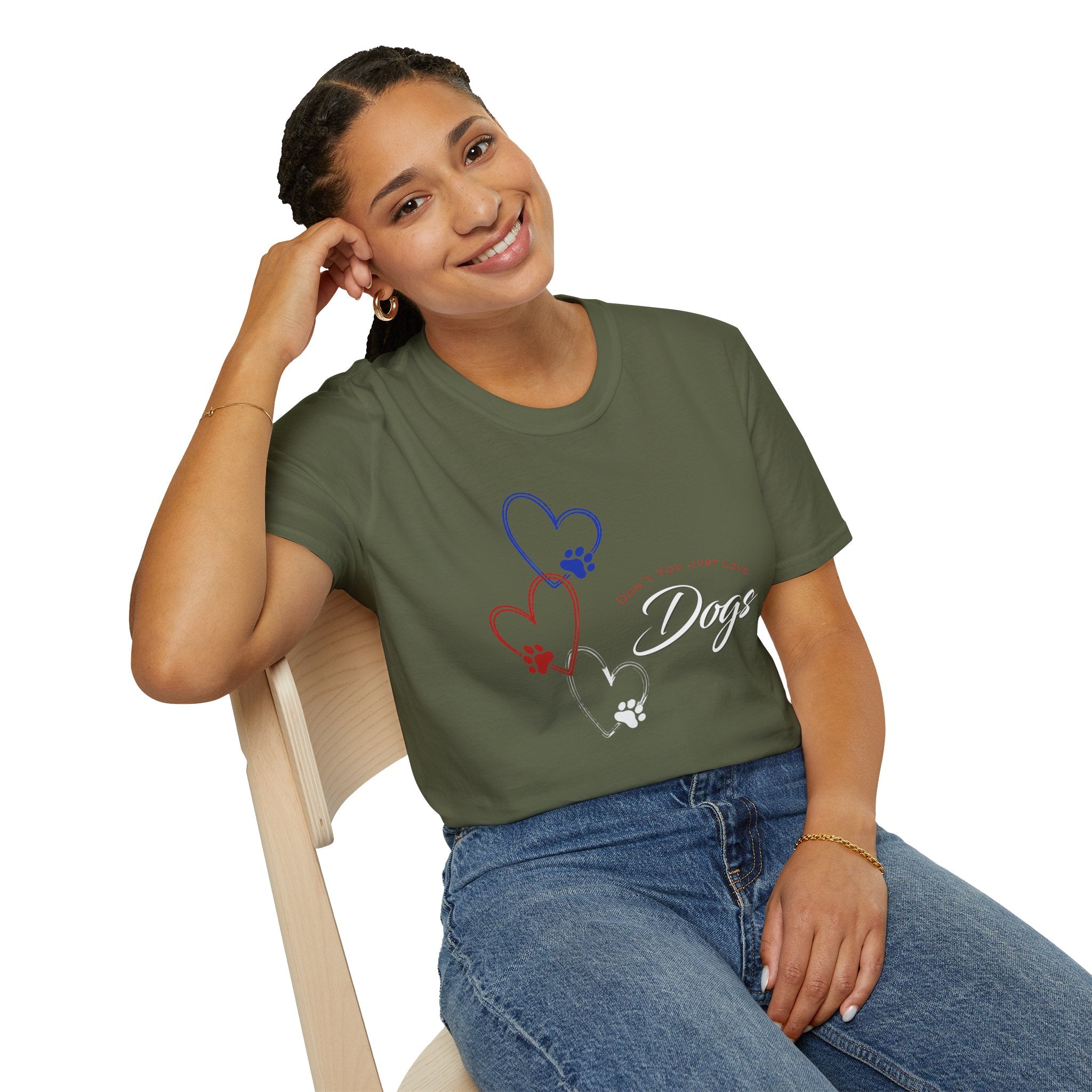 Don't You Just Love Dogs? — Heart Paw Graphic Tee for Dog Lovers