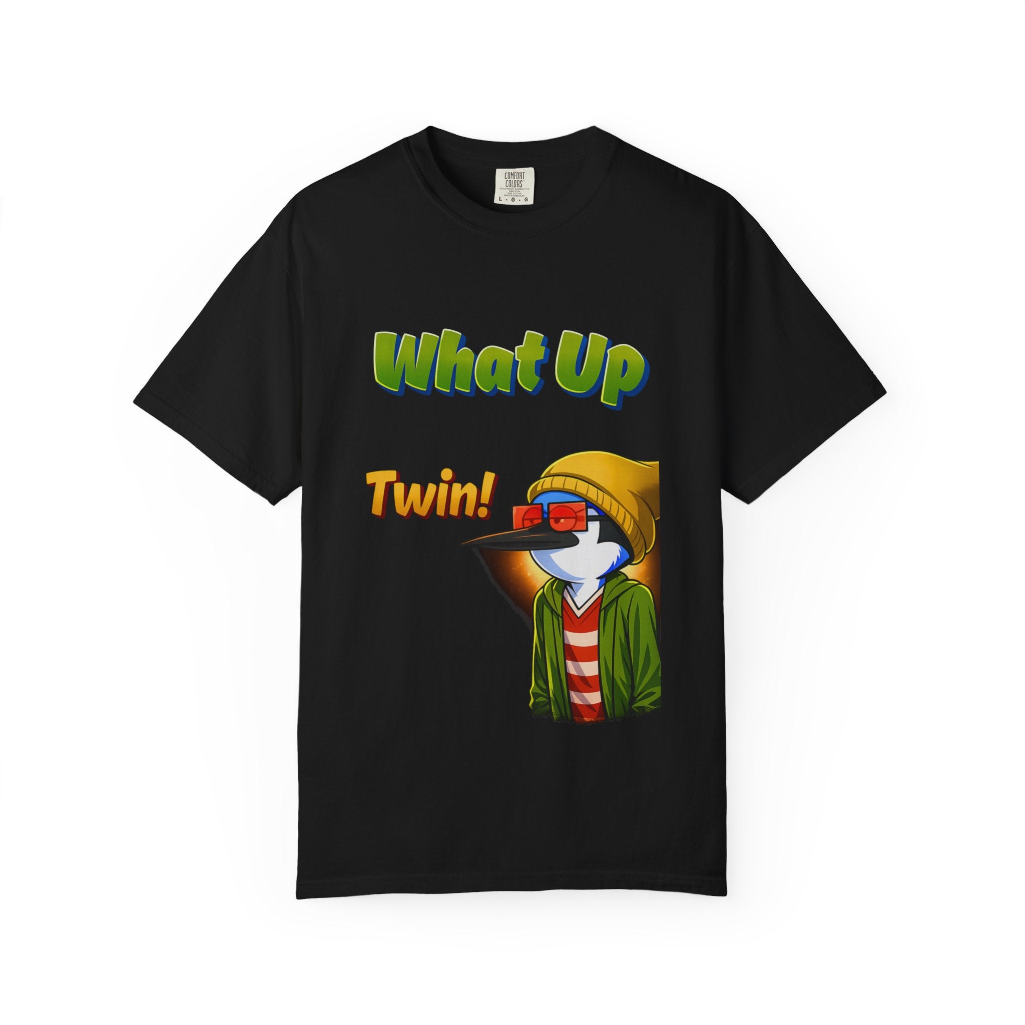 Green What Up Twin! Graphic T-Shirt — Cute Cartoon Character Tee