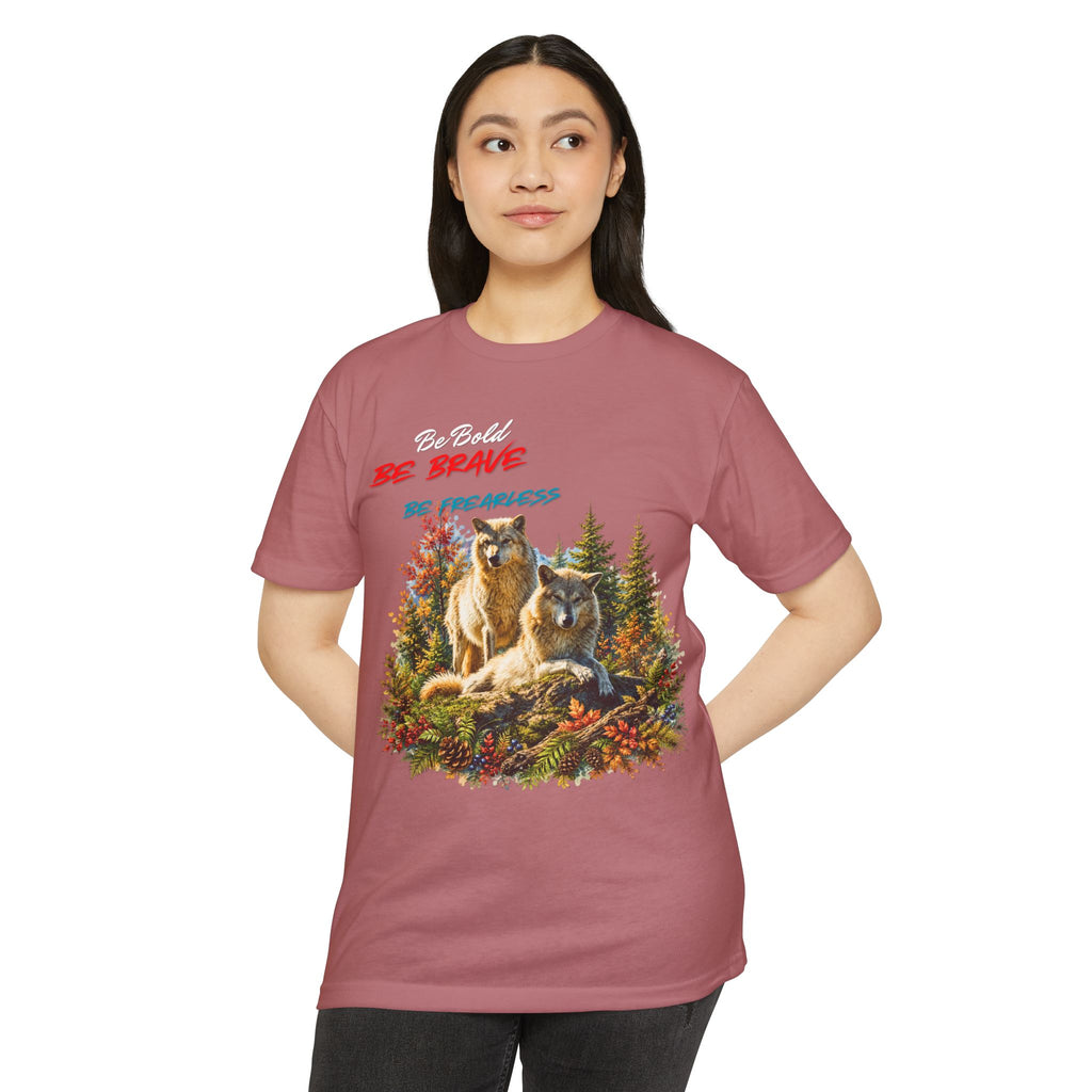 Be Brave Be Fearless Wolf Graphic T‑Shirt