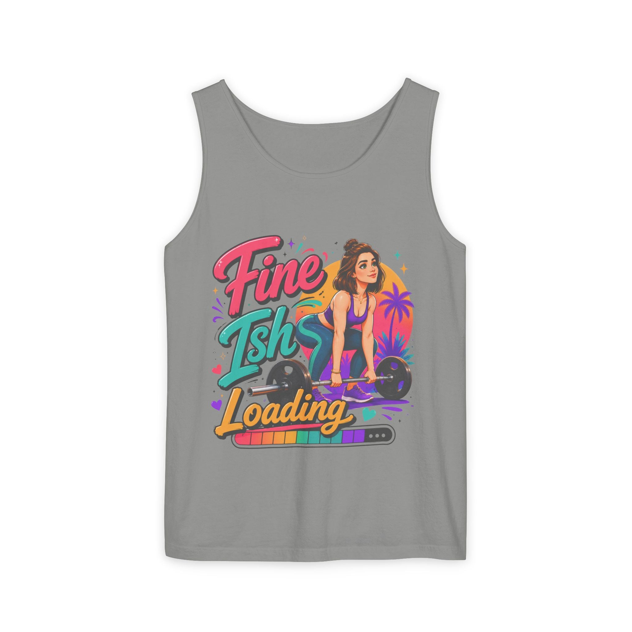 Tank Top — "Fine Ish Loading" Retro Fitness Graphic Tank for Women