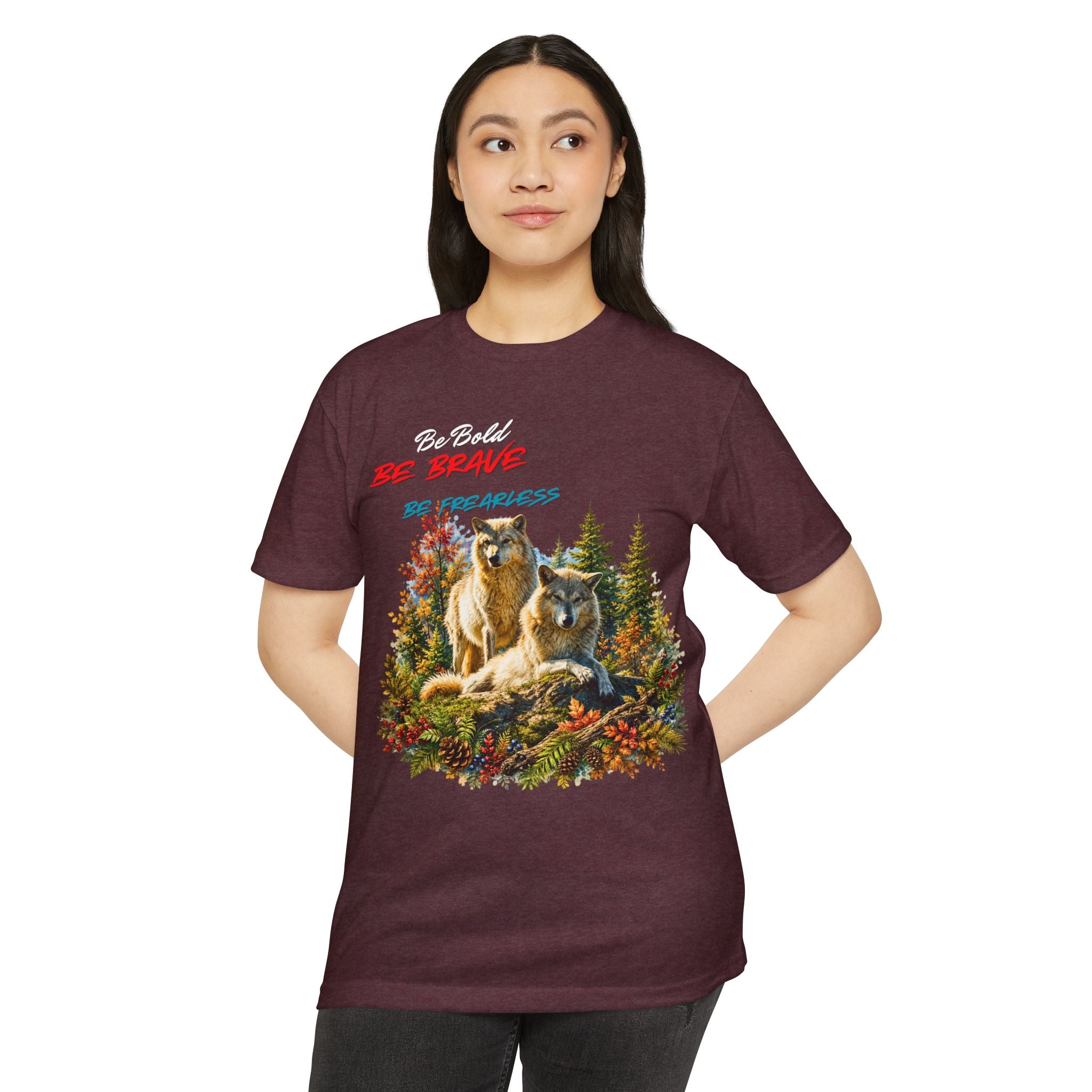 Be Brave Be Fearless Wolf Graphic T‑Shirt