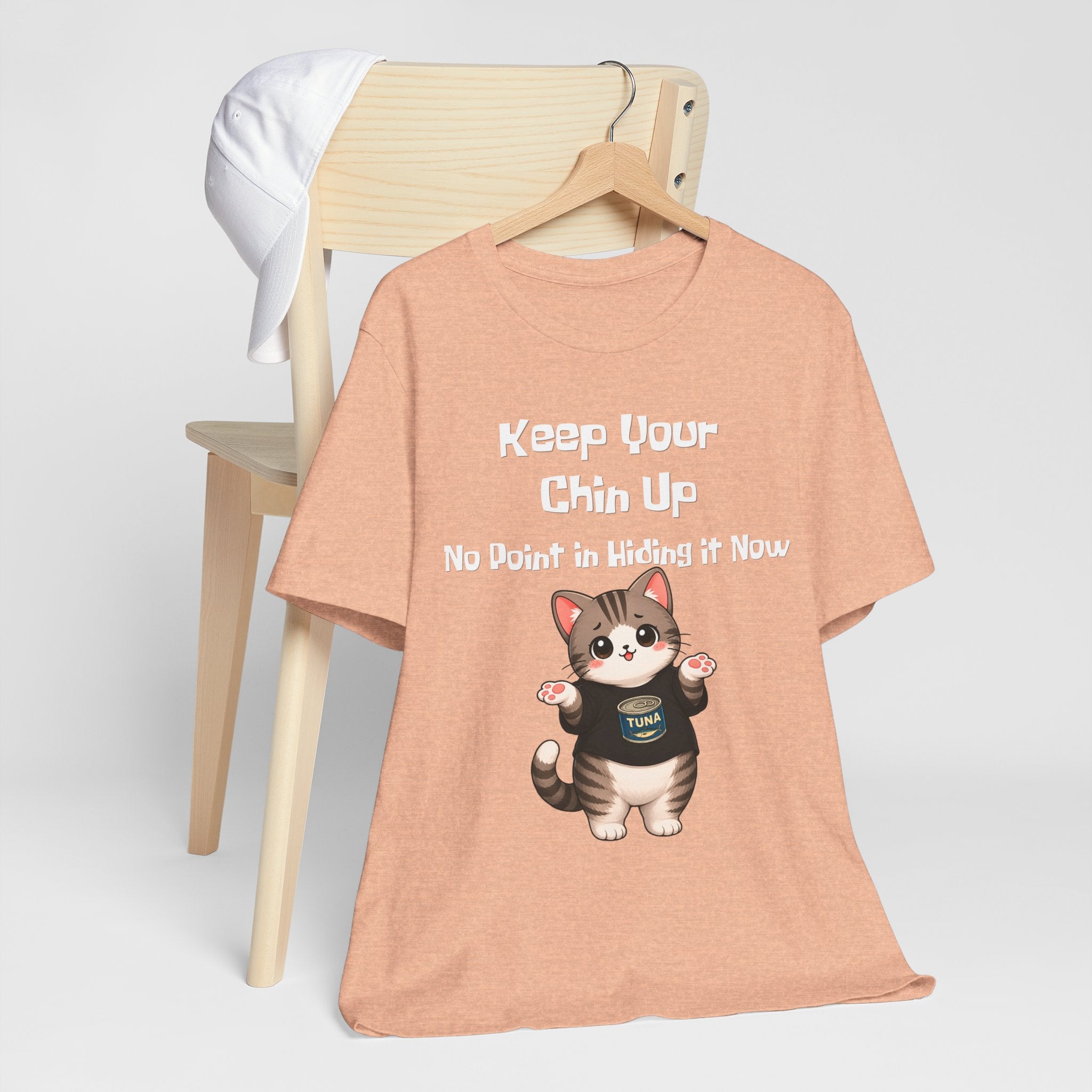 Cat Tee — "Keep Your Chin Up" Cute Motivational T-Shirt