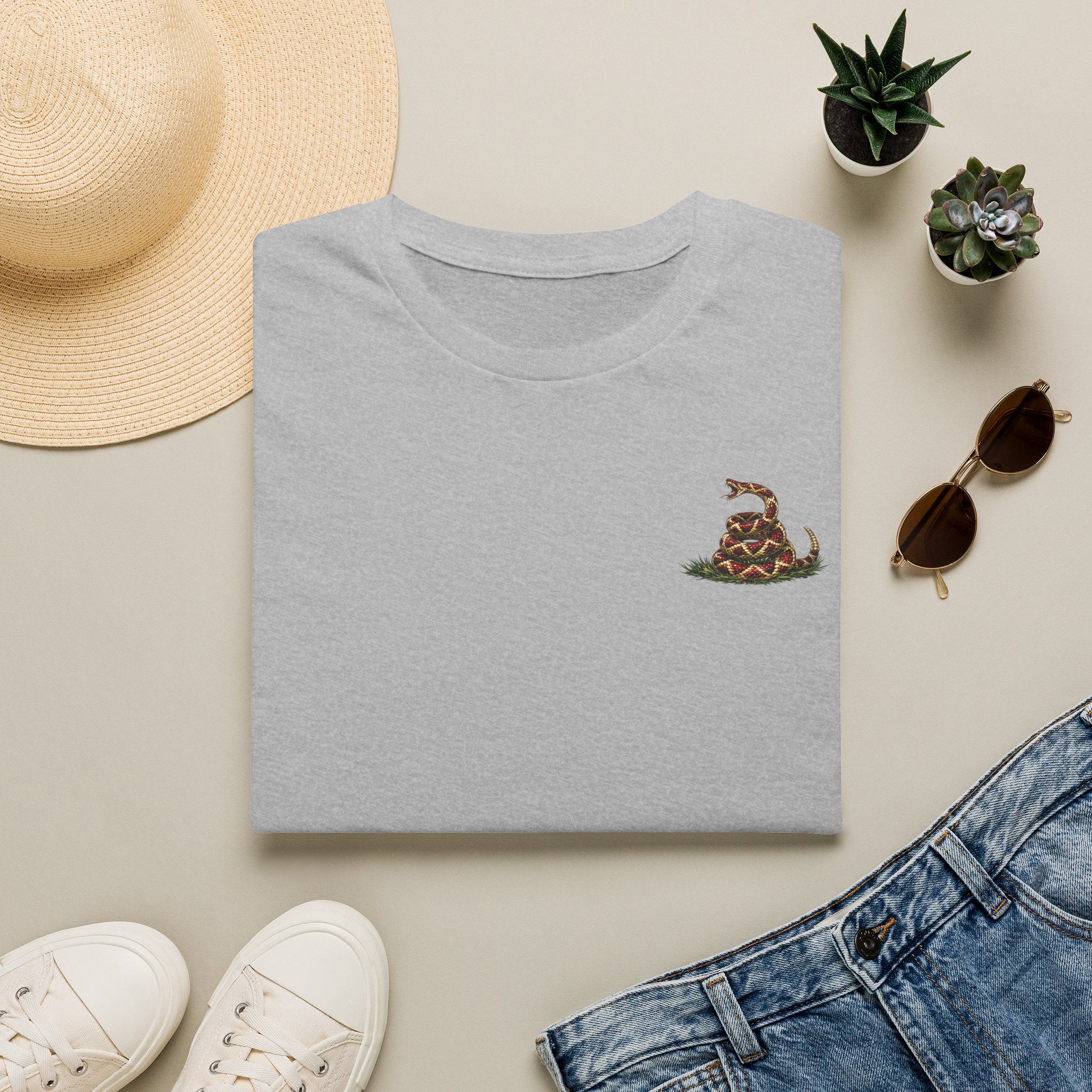 Snake on Cactus Pocket T-Shirt — Minimal Southwestern Vibe Tee