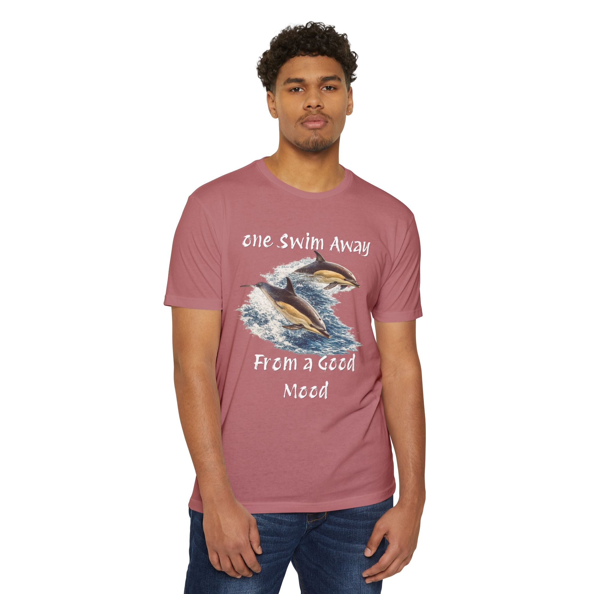 One Swim Away From a Good Mood- Dolphin Relaxed Beach Tee