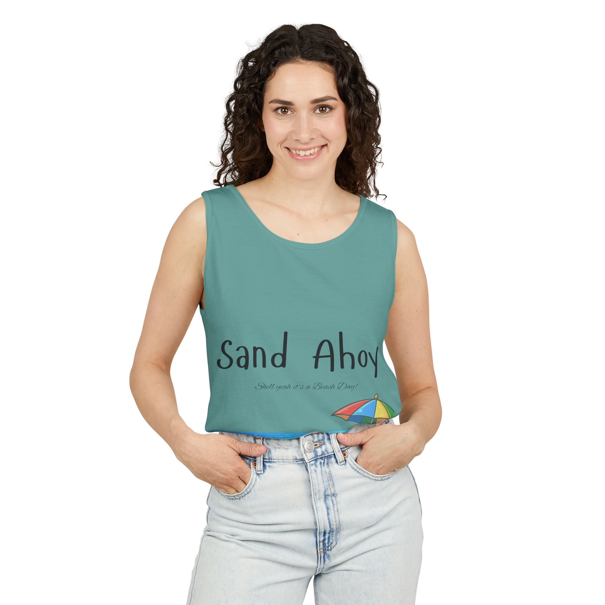 “Sand Ahoy” Seaside Graphic Tank