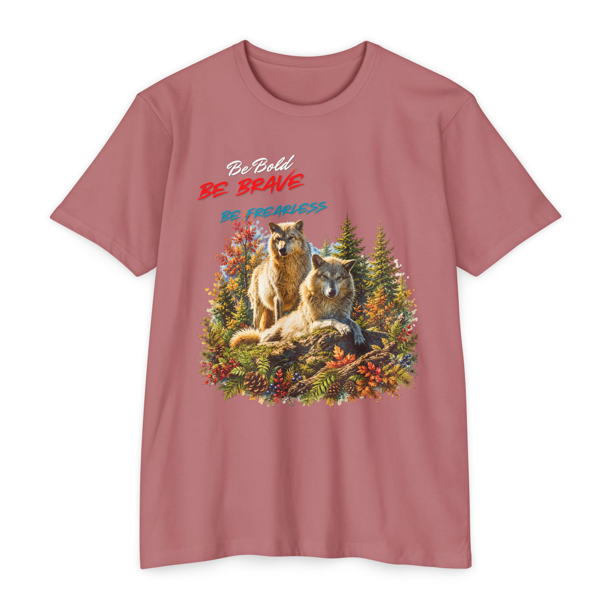 Be Brave Be Fearless Wolf Graphic T‑Shirt