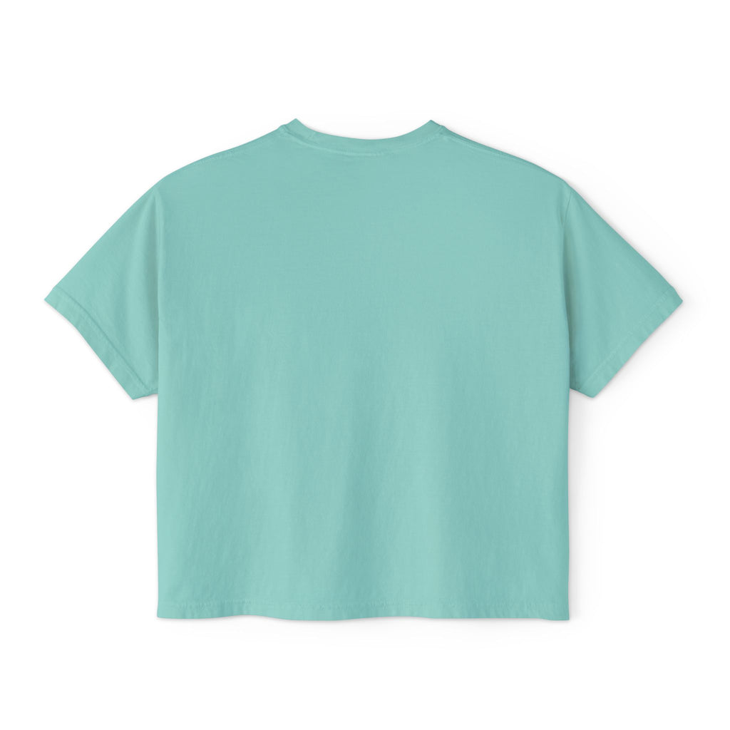 Women's Boxy Tee — 'Ok Ok I'm Up' Retro Floral Graphic Crop Top