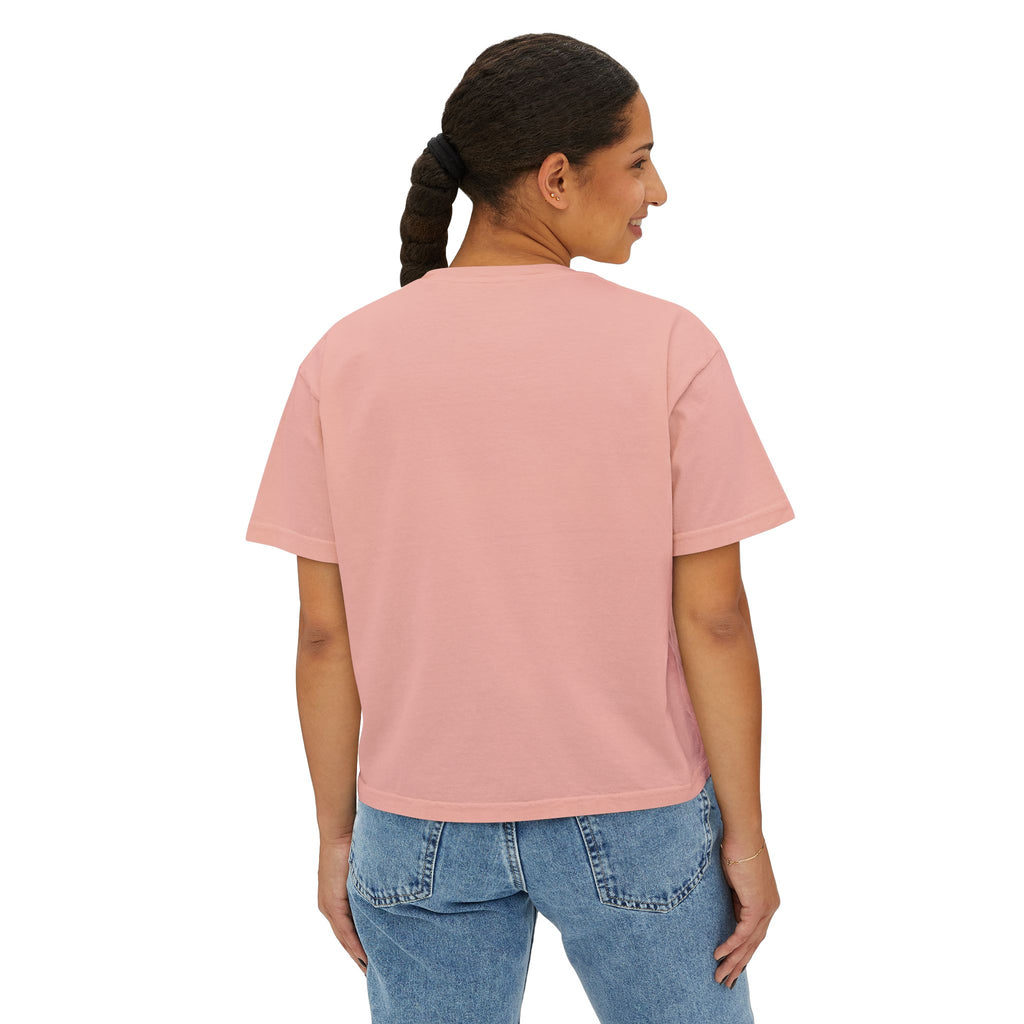 Women's Boxy Tee — 'Ok Ok I'm Up' Retro Floral Graphic Crop Top