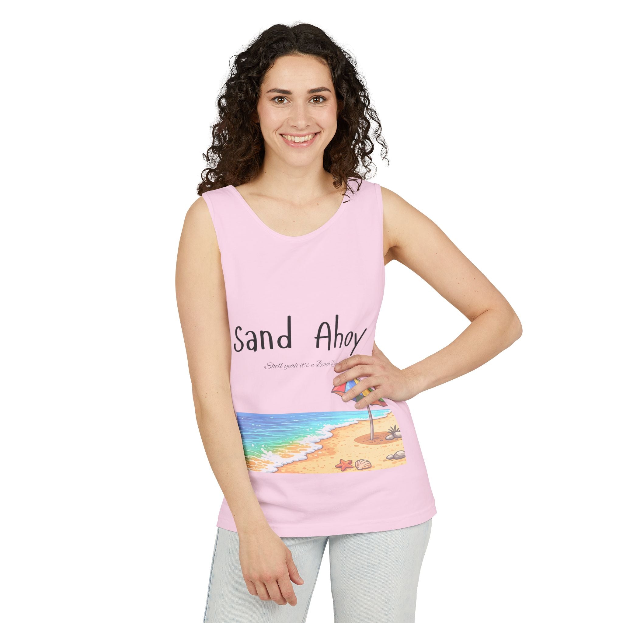 “Sand Ahoy” Seaside Graphic Tank