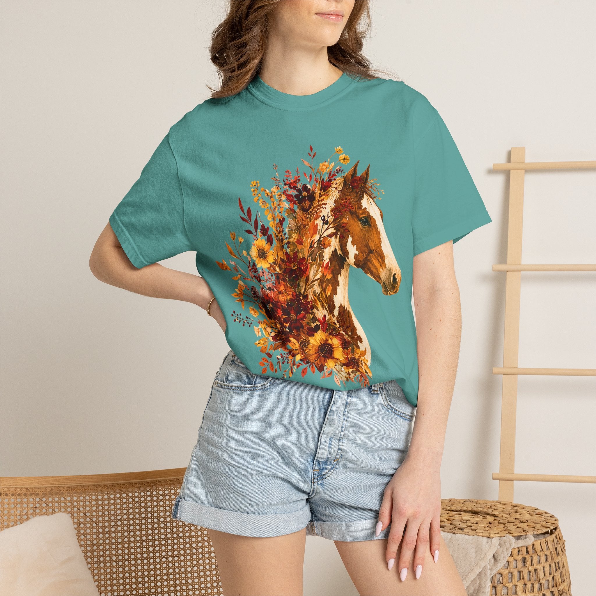 Autumn Sunflower Horse Head Tee