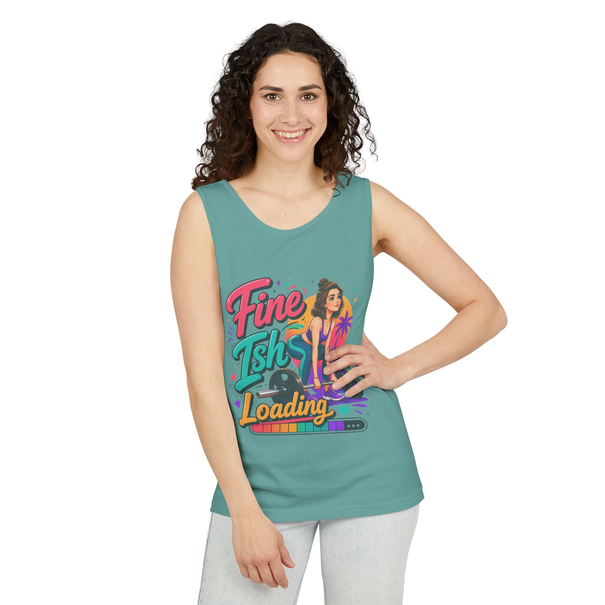 Tank Top — "Fine Ish Loading" Retro Fitness Graphic Tank for Women
