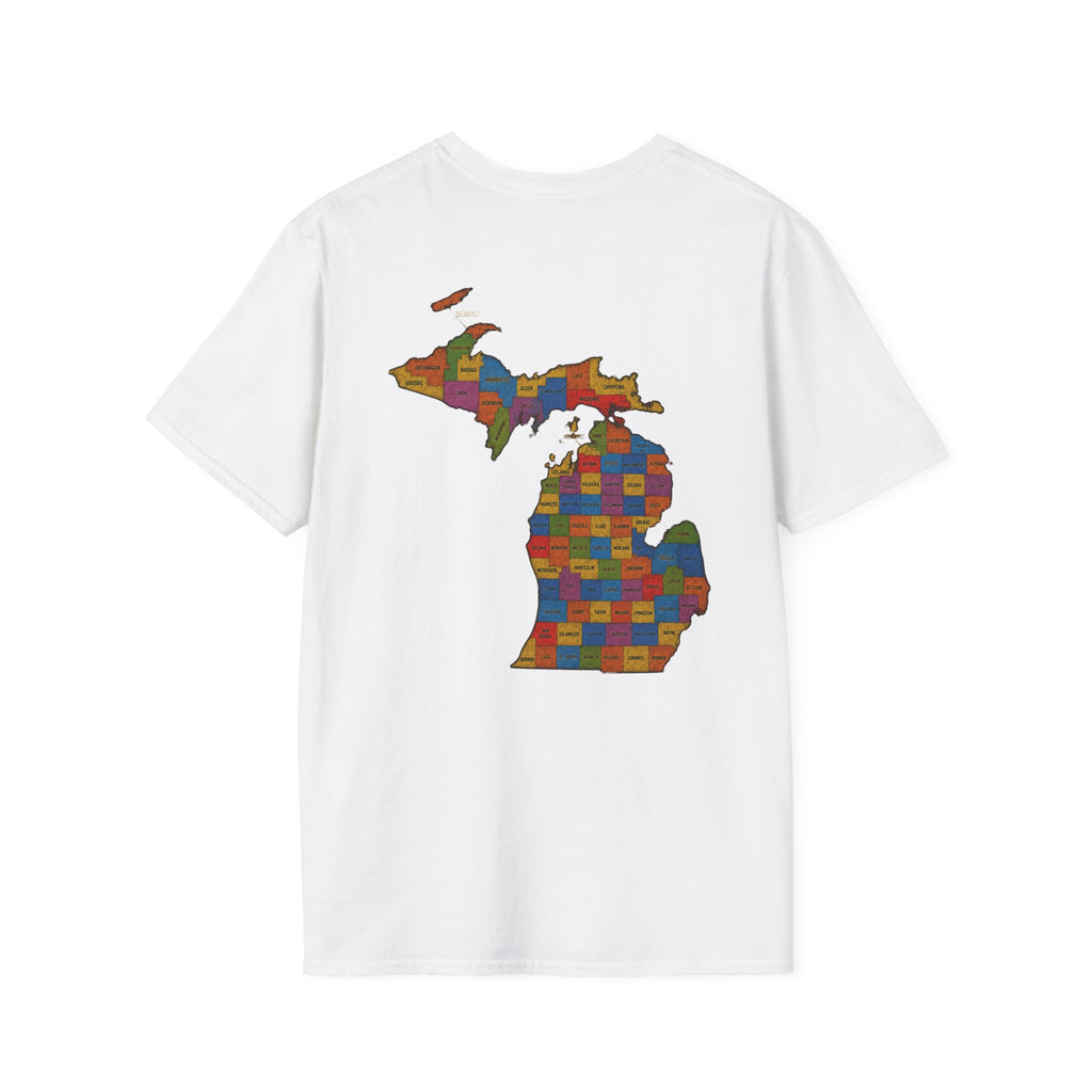 T-Shirt — "Don't Ask 100% Organic" Michigan Puzzle-Map Tee