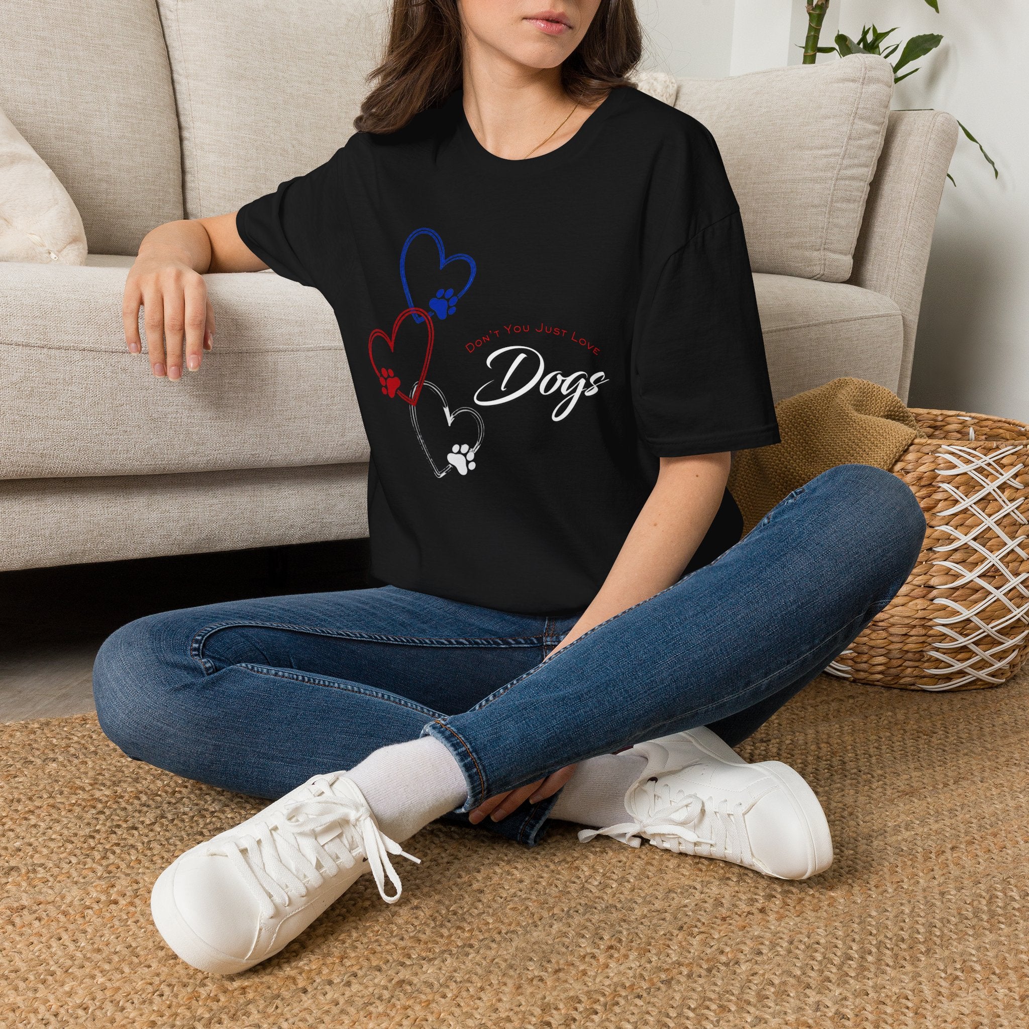 Don't You Just Love Dogs? — Heart Paw Graphic Tee for Dog Lovers