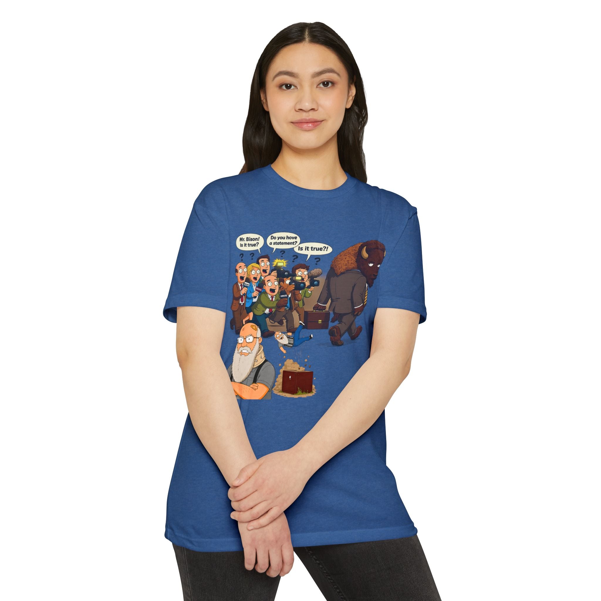 Funny Cartoon Yellow Bison Flip T-Shirt