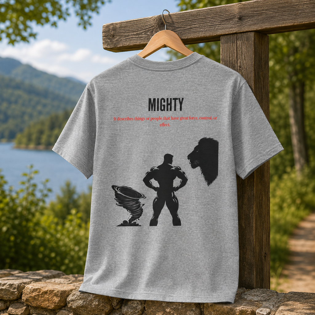 Powerful / Mighty Graphic Tee — Inspirational Strength T-Shirt