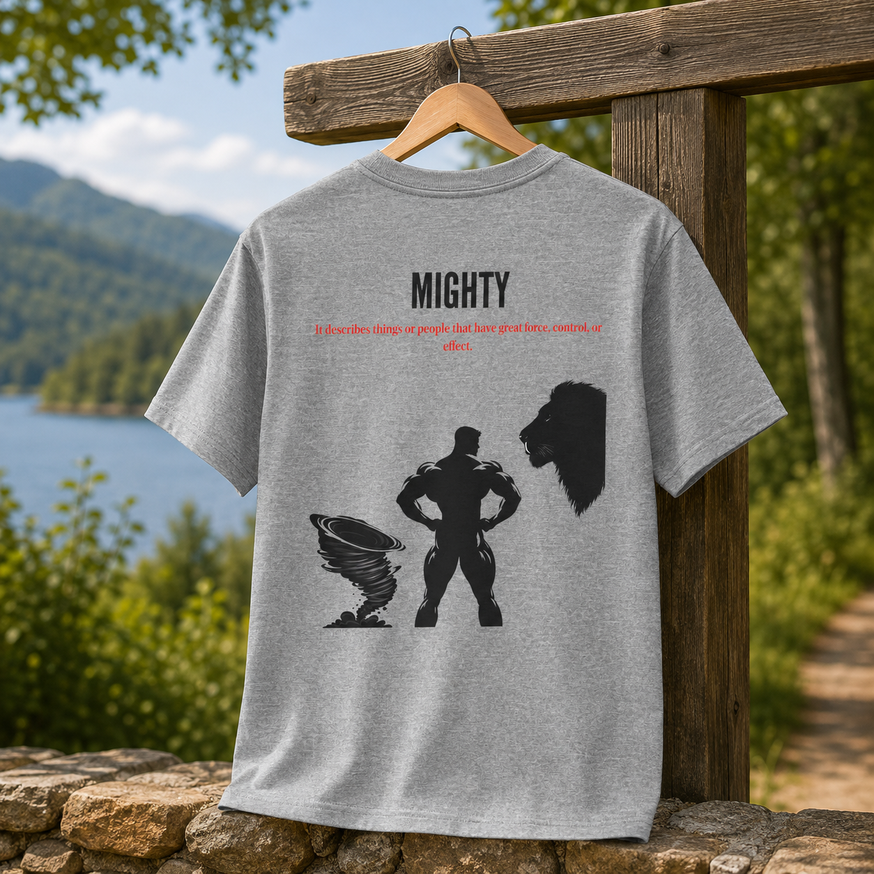 Powerful / Mighty Graphic Tee — Inspirational Strength T-Shirt