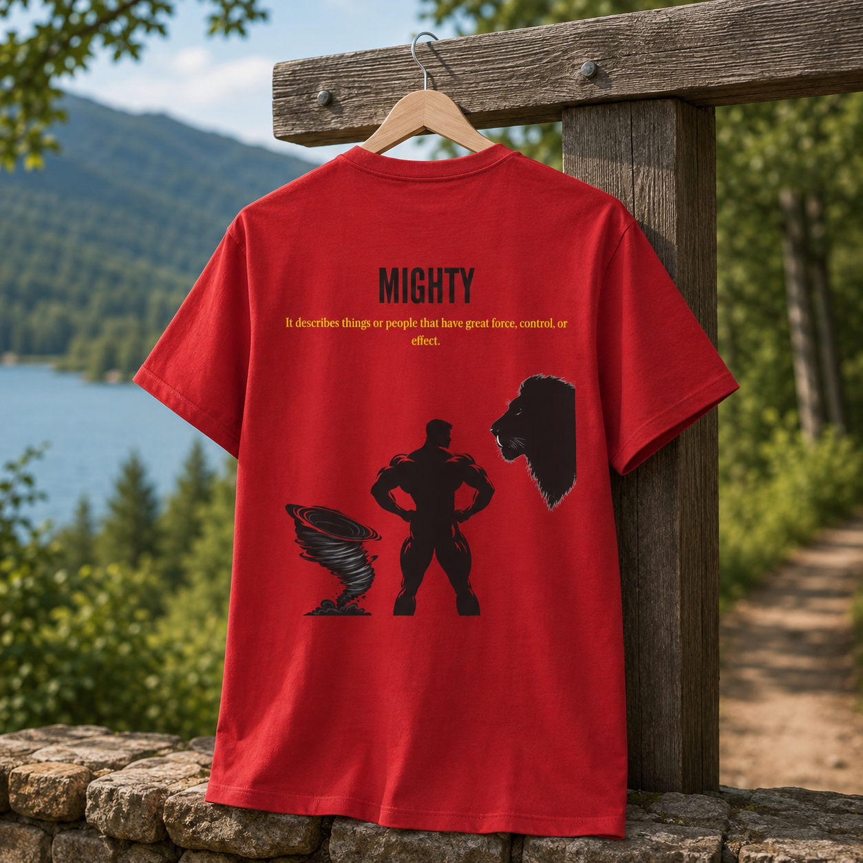 Powerful / Mighty Graphic Tee — Inspirational Strength T-Shirt