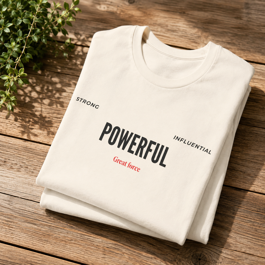 Powerful / Mighty Graphic Tee — Inspirational Strength T-Shirt