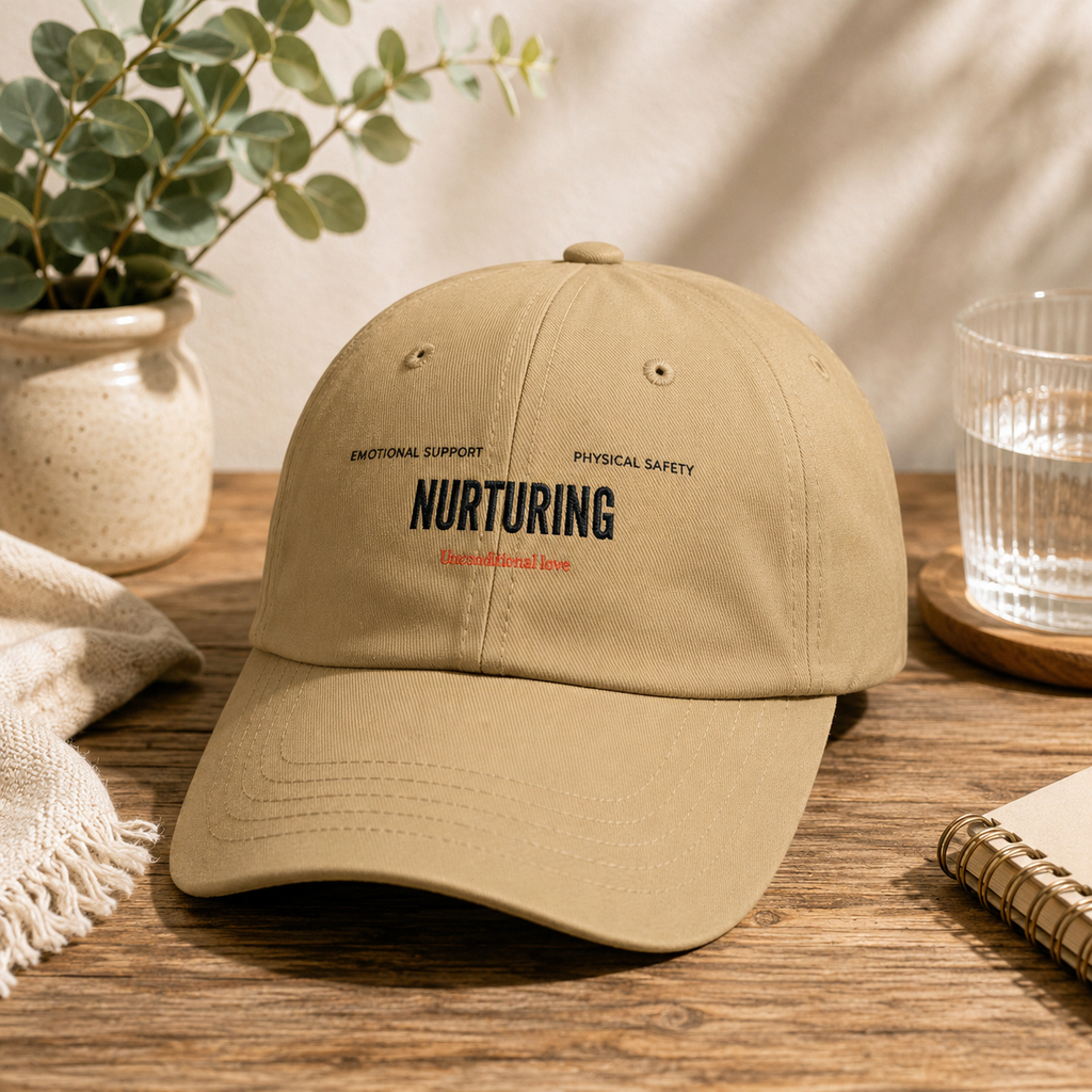 Nurturing  Minimalist Beige Embroidered MOM Cap