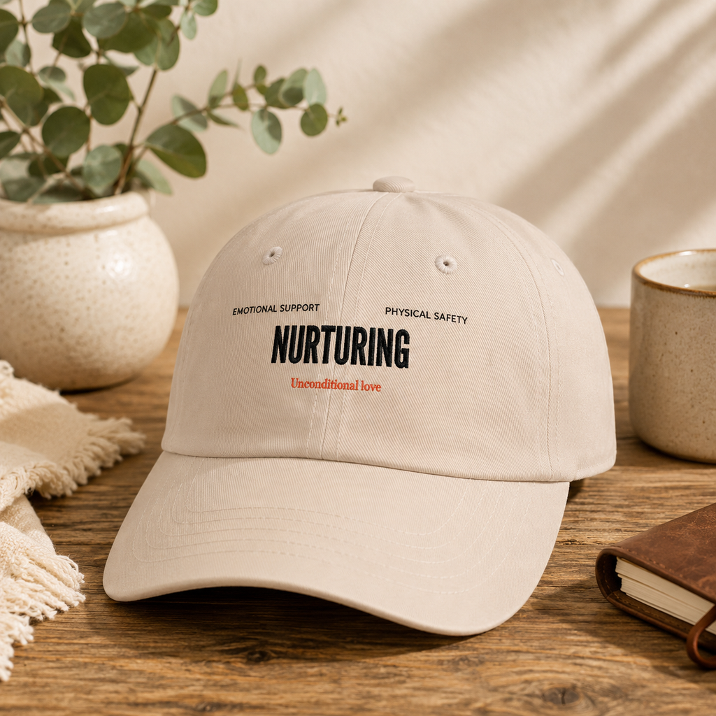 Nurturing  Minimalist Beige Embroidered MOM Cap