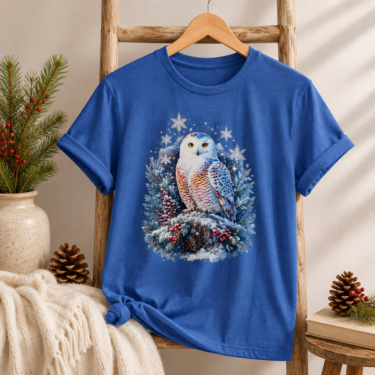 Snowy Owl Festive Holiday Winter T-Shirt