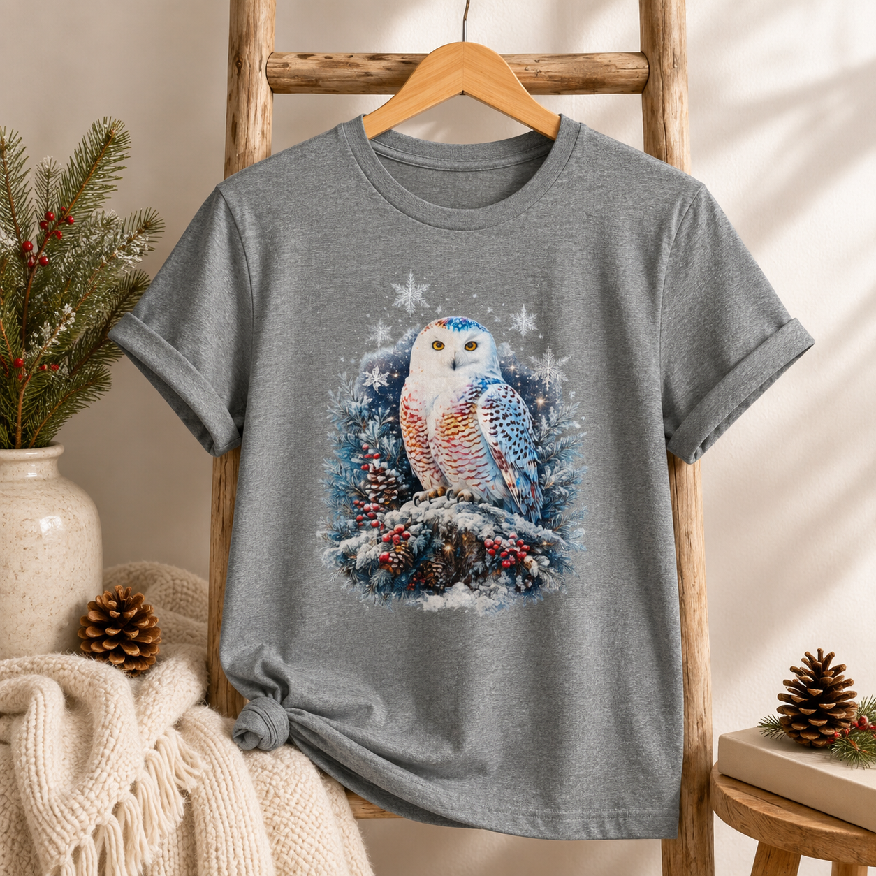 Snowy Owl Festive Holiday Winter T-Shirt