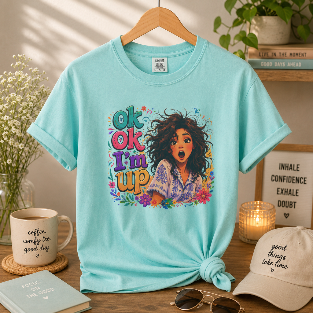 'Ok Ok I'm Up' Retro Floral Graphic Crop Top