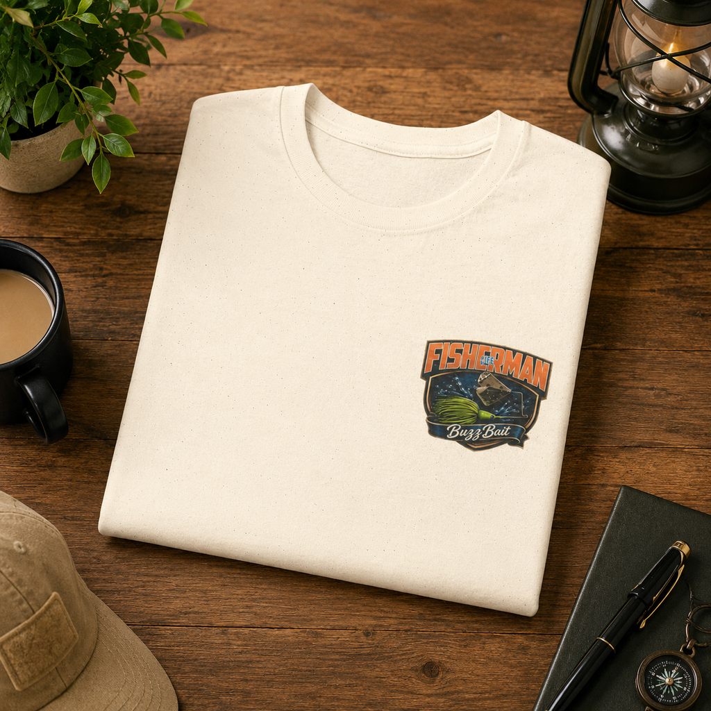 Buzz Bait Fisherman  T-Shirt — Retro Bass Boat Fishing Tee