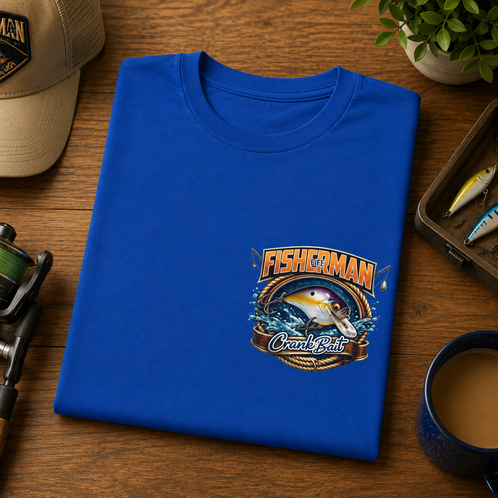 Crank Bait Fisherman T-Shirt — Vintage Marlin Ocean Fishing Graphic