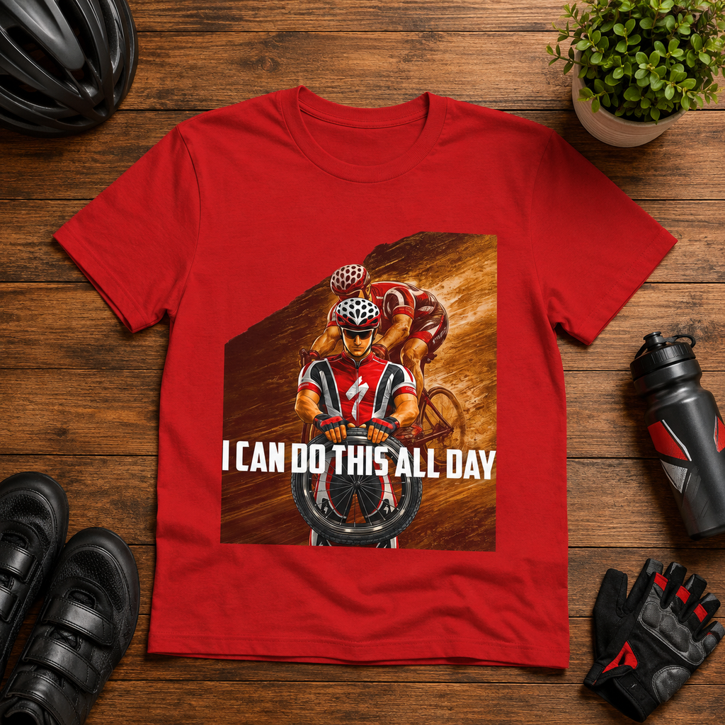 Cycling T‑Shirt — 'I Can Do This All Day' Motivational Road Bike Tee