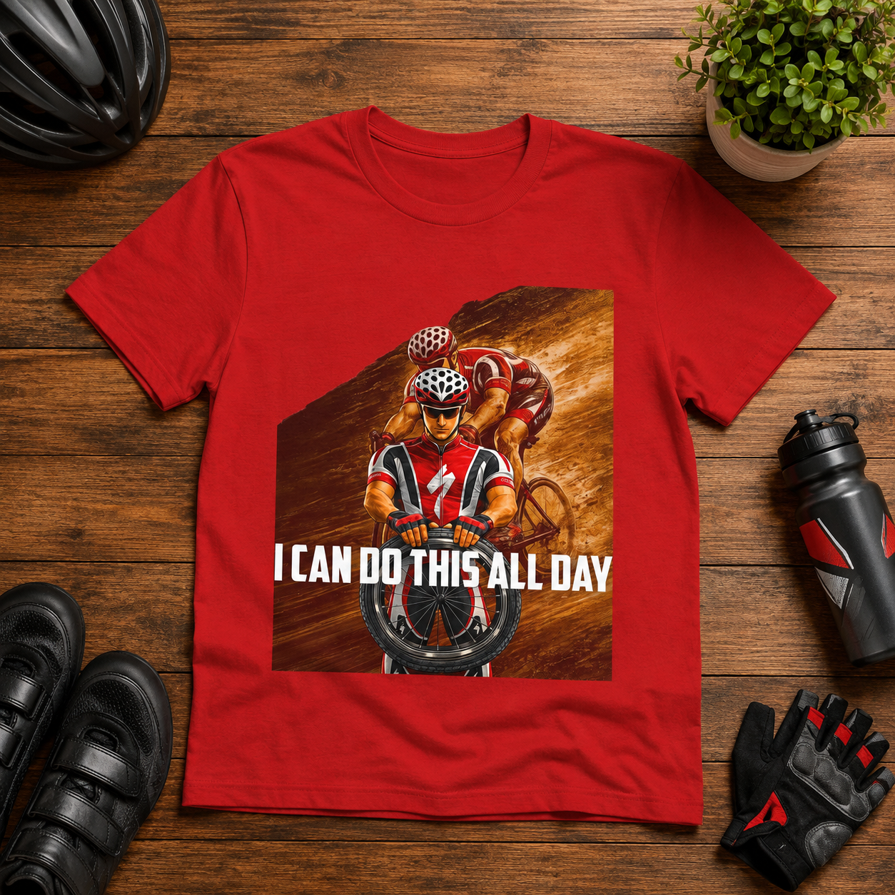 Cycling T‑Shirt — 'I Can Do This All Day' Motivational Road Bike Tee