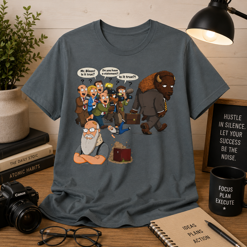 Funny Cartoon Yellow Bison Flip T-Shirt