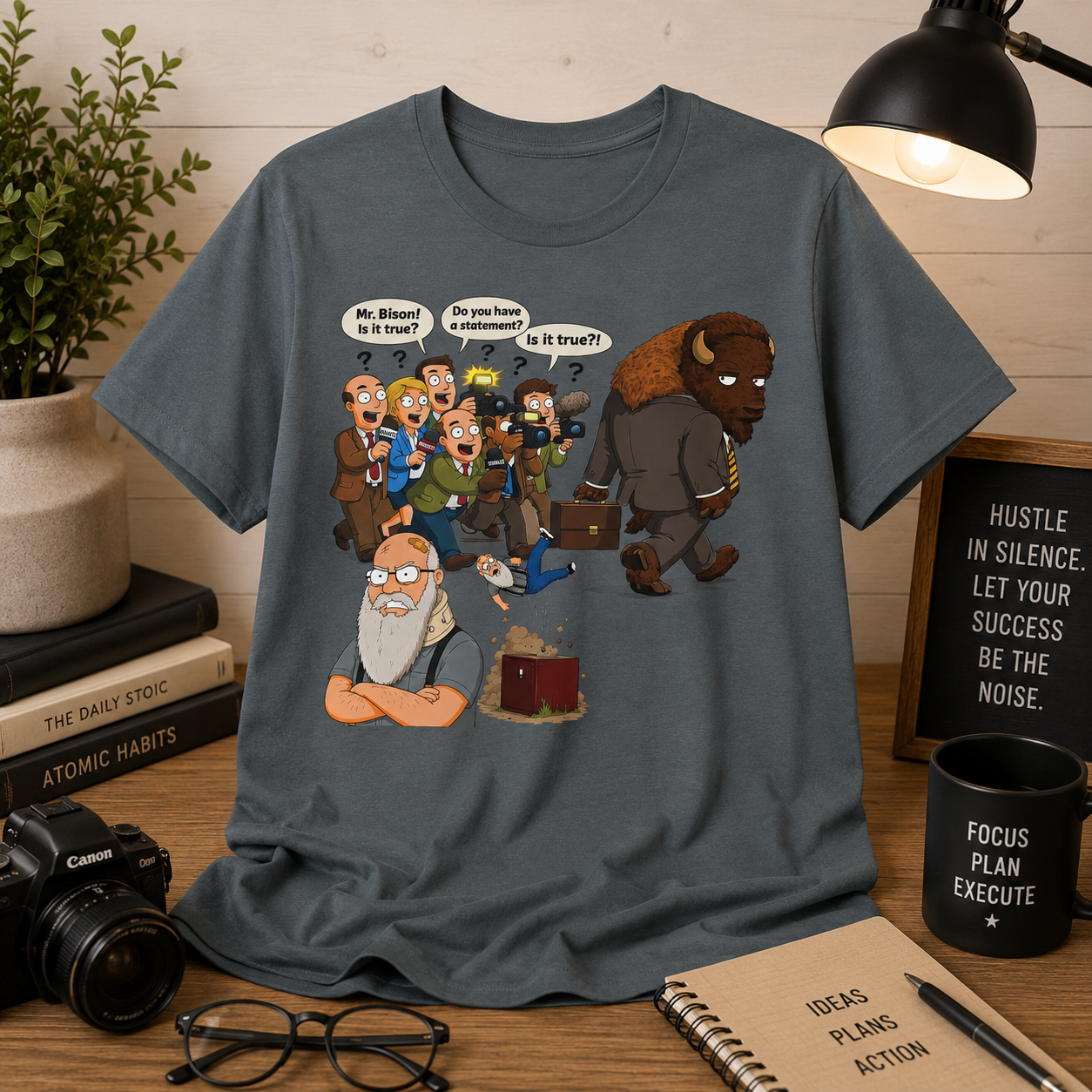Funny Cartoon Yellow Bison Flip T-Shirt